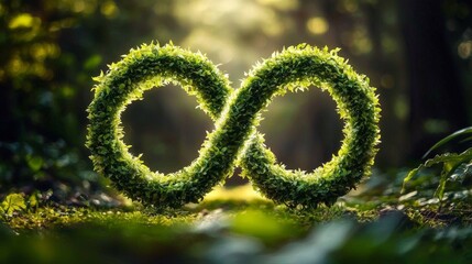 Set against a backdrop of a lush forest environment.