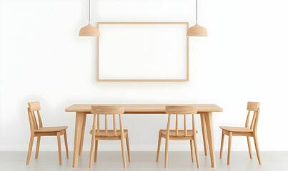 Modern Minimalist Dining Room with Wooden Furniture and Bright Space