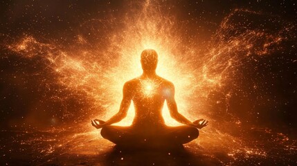 Illuminated meditation showcasing powerful cognitive waves.