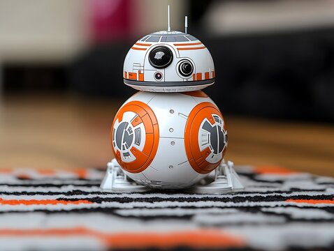 Droid rests on carpet indoors