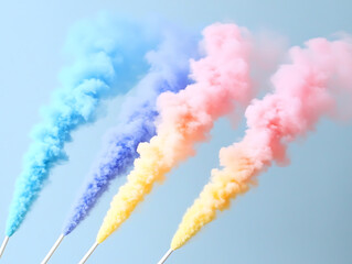 Colorful smoke bombs create vibrant atmosphere at outdoor event urban setting photography dynamic perspective