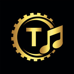 Industrial Logo combine with letter T vector template