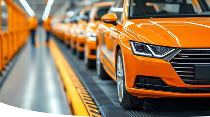 Robotic assembly line manufacturing electric vehicles battery cell plant industrial environment high-tech facility automation concept