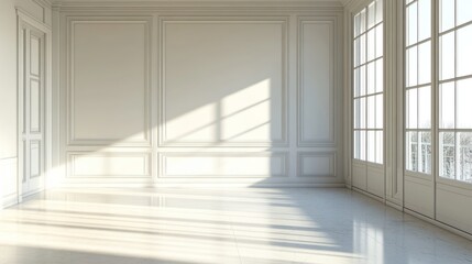 Obraz premium Sunlight Streaming Through a Spacious White Room