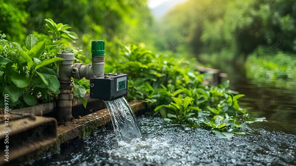 Poster a photograph of an iot driven flood monitoring and water drainage system ensuring rapid response to 