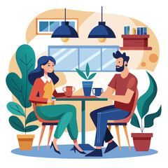 people-in-cafe-couple-man-and-woman-relaxing-vector image 