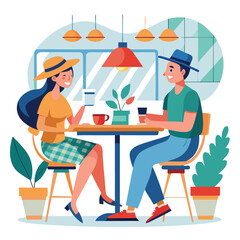 people-in-cafe-couple-man-and-woman-relaxing-vector image 