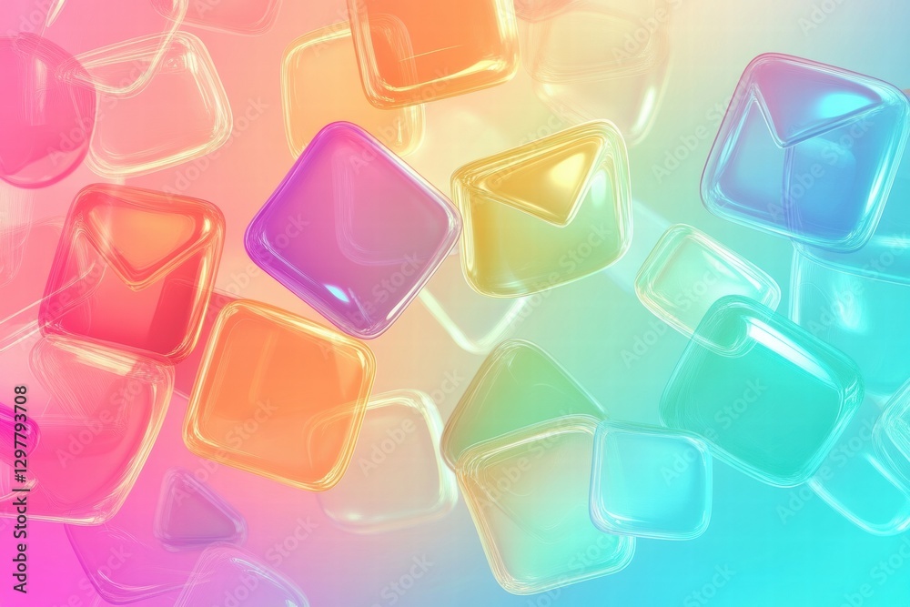 Aufkleber Colorful translucent blocks floating against a soft pastel background with a dreamy gradient effect. Generative AI