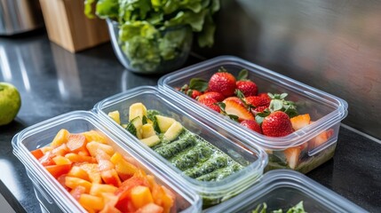 Fresh Meal Prep with Vibrant Colors in Modern Kitchen
