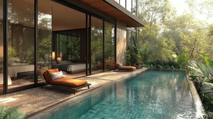 Modern Tropical Villa Pool Deck