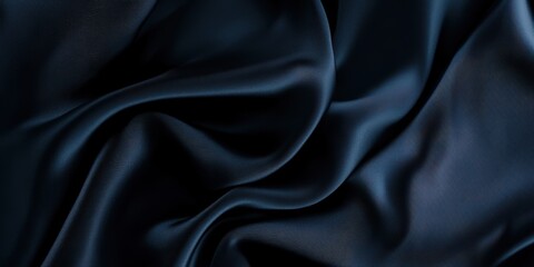 Obraz premium Silk's Dark Embrace: A luxurious, close-up shot of a draped, dark blue silk fabric, the folds and textures shimmering.