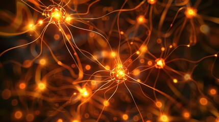 Fototapeta premium AI neural network with glowing brain connections.