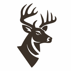 Silhouette of a majestic deer head with antlers facing forward