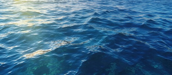Deep blue sea water texture background. AI generated image