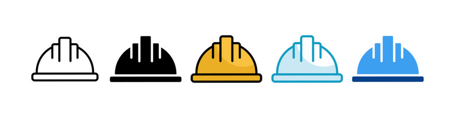 Safety Helmet  Icon Set Multiple Style Collection