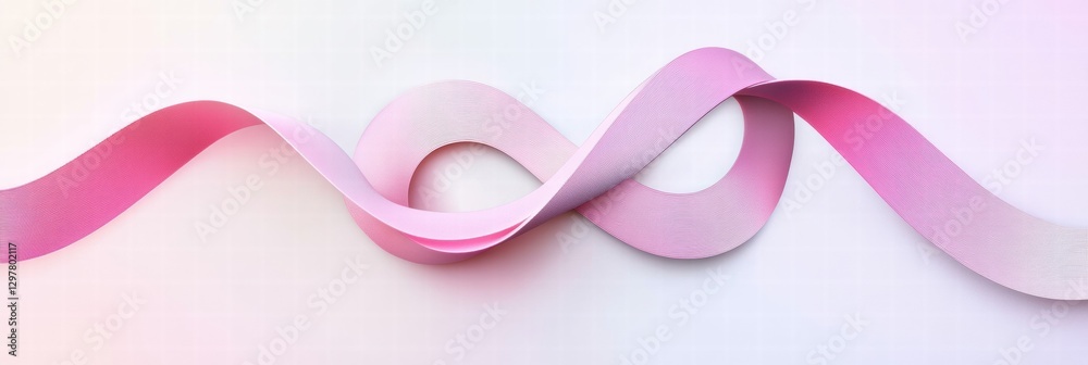 Poster colorful pink ribbon twisted creatively on a light background perfect for craft projects or decorati