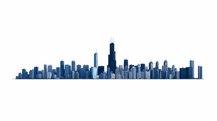 Naklejka premium Urban Cityscape with Skyscrapers Against a White Background