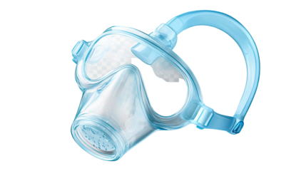 Blue Respirator Mask: A close-up of a blue respirator mask with a clear filter, showcasing its protective design and functionality.  