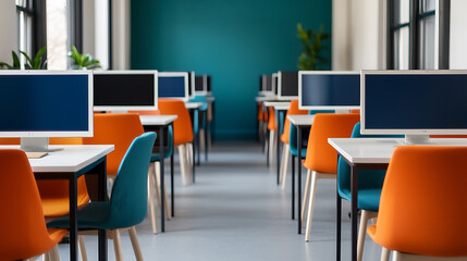 Interactive learning environment in a high-tech library modern study space educational facility contemporary design engaging atmosphere