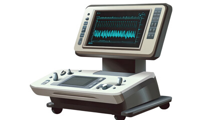 Medical Monitor: A detailed illustration of a state-of-the-art medical monitor, displaying intricate graphical data against a plain backdrop, perfect for medical, science.