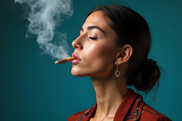 Obraz premium Women aged 25-30 years who smoke will have premature facial deterioration. ,No smoking day 