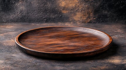 Fototapeta premium a wooden plate on a black surface