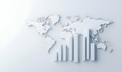 3D Graph with World Map Background for Data and Analytics Concepts