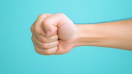 Clenched fist, teal background