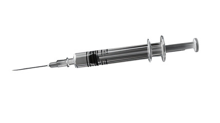 Medical Precision: Close-up studio shot of a syringe, highlighting its fine details. The syringe sits against a stark background, perfect for medical, healthcare, or scientific themes.