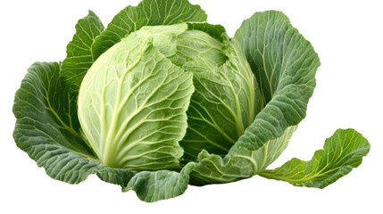 Obraz premium Fresh Cabbage: A close-up shot of a fresh, vibrant head of cabbage with its tightly packed leaves, showcasing the natural beauty of this healthy vegetable.