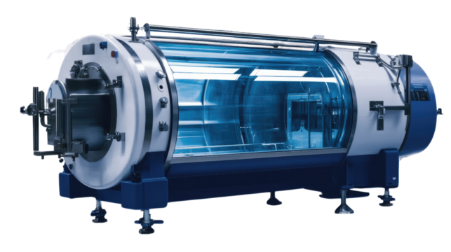 Advanced Chamber Technology: A futuristic chamber, showcasing innovative engineering and precision in a sterile, controlled environment. 