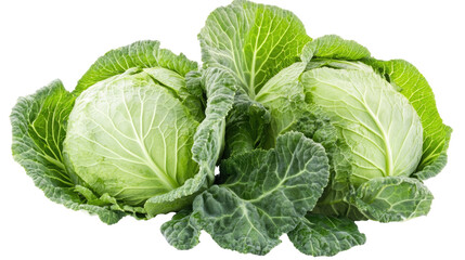 Obraz premium Fresh Cabbages: Close-up shot of fresh cabbages, showing the vibrant green leaves in natural, crisp detail, presenting a healthy harvest