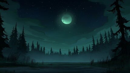 Mystical moonlight forest serenity illustration ethereal nature escape fantasy woodland dreamscape tranquil night scene peaceful landscape