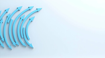 Dynamic Blue Arrows Curving on a Light Background for Visual Impact