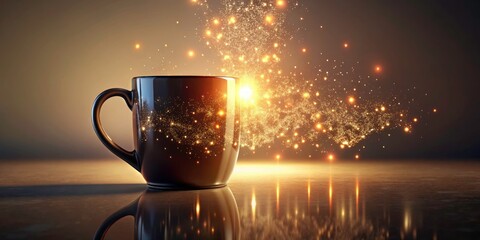 Sepia Vintage Tech Startup Mug: Glowing Particles, Urban Exploration Photography