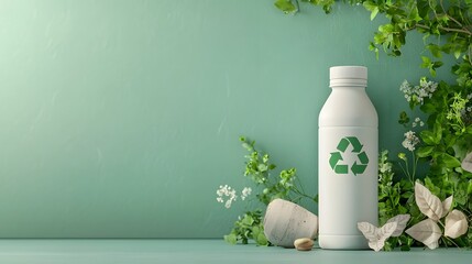 Infographic design of a reusable water bottle with an eco friendly symbol promoting the importance of sustainable water consumption and eco friendly lifestyle  Isolated on a clean background