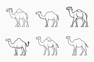 Camel outline icon bundle set in isolated flat line art vector illustration for eid celebration