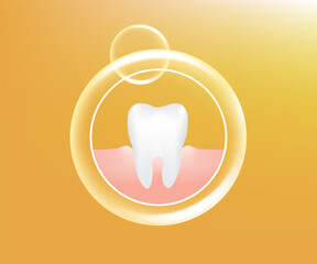 Hyaluronic acid teeth and gum care solutions ad, gold collagen with cosmetic advertising background ready to use, illustration vector.