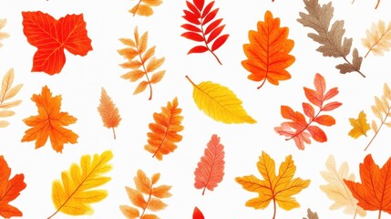 Fototapeta premium Colorful autumn leaves scattered on ground in a natural setting during fall season