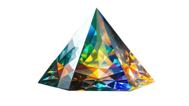Optics physics,diamond light effects,Glass 3D prism with refracting,A mesmerizing glass pyramid