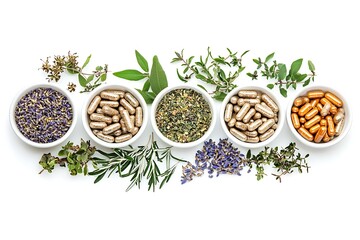 a bowl of pills and flowers