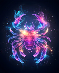Obraz premium Glowing Scorpion, cosmic background
