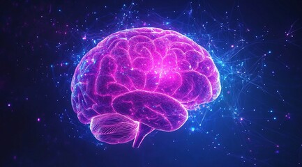 Fototapeta premium Abstract Glowing Brain Network Digital Art