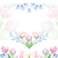 Floral composition. Plant. Heart. Watercolor