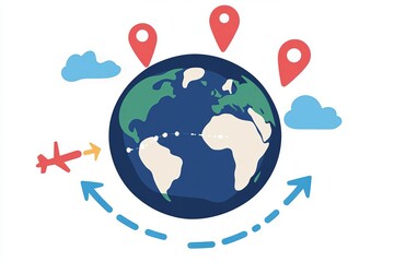 Naklejka premium Man as a Location Marker Next to a Red Pin – Travel and GPS Concept