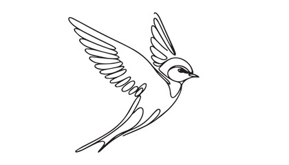 Continuous one single minimal line drawing House sparrow