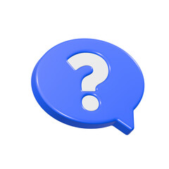 Talk question mark symbol 3d blue color
