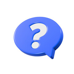 Talk question mark symbol 3d blue color