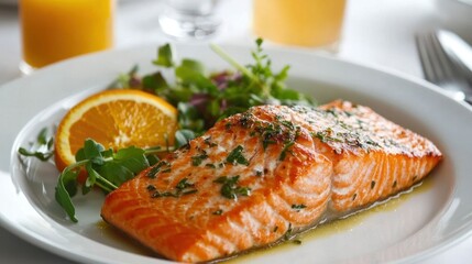 Elegant Salmon Dish with Fresh Orange and Greens for a Gourmet Meal