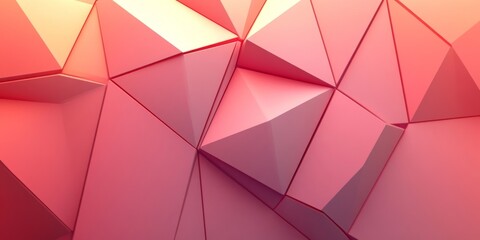 Obraz premium Abstract triangular geometric pattern in shades of pink and gold
